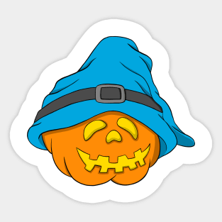 Slouchy Hat Halloween Pumpkin Blue Version Sticker